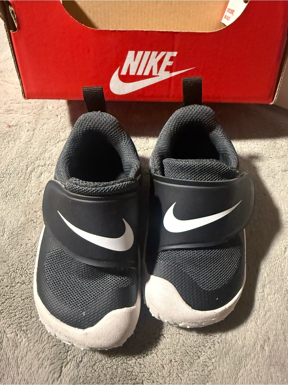 Nike Kids Black and White Velcro Sneakers